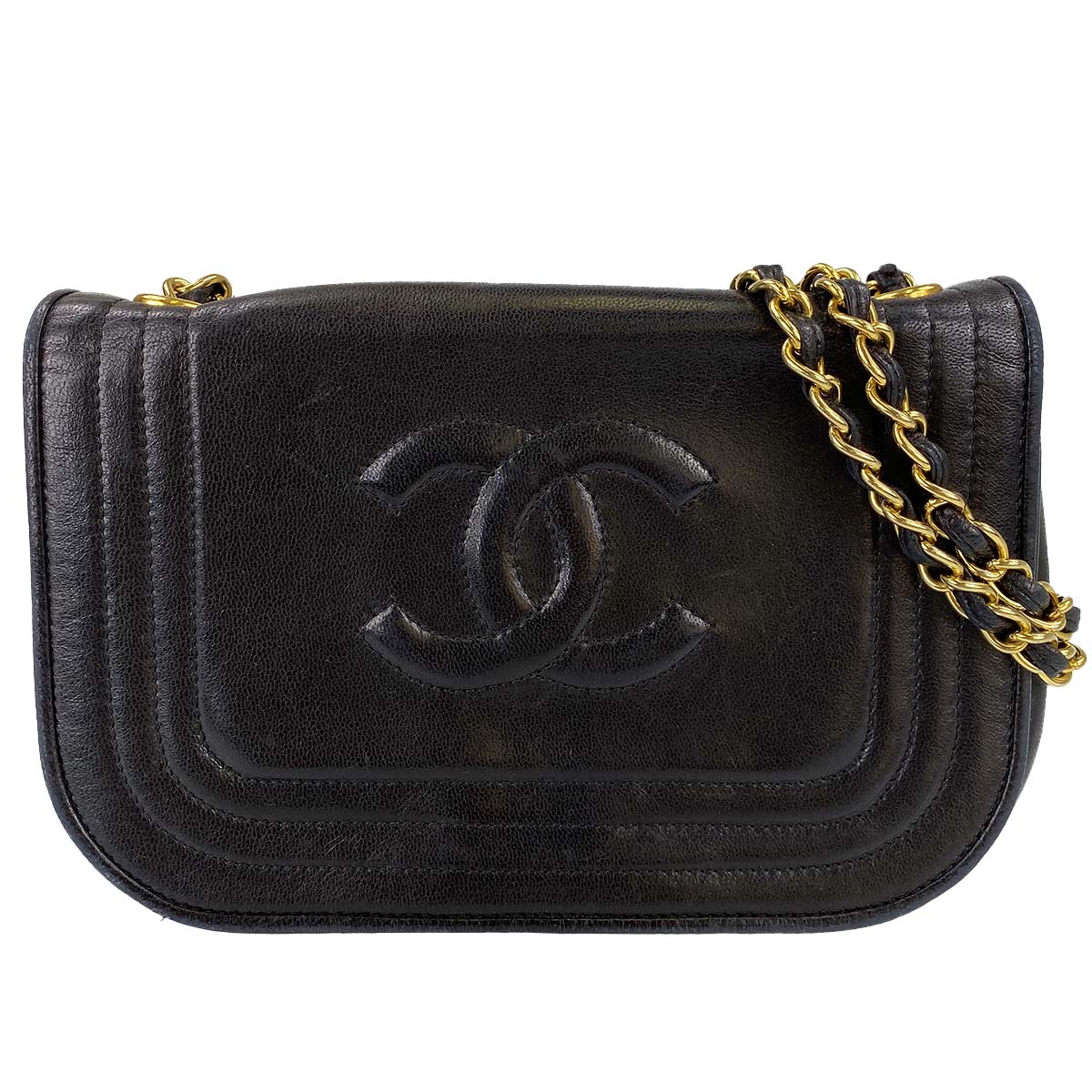 シャネル ラムスキン CCロゴ ブラック ショルダーバッグ