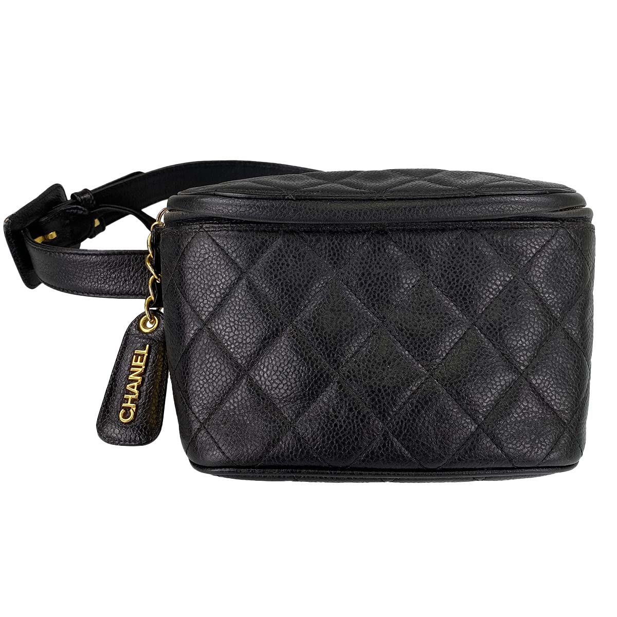 シャネル マトラッセ キャビアスキン ブラック ウエストバッグ