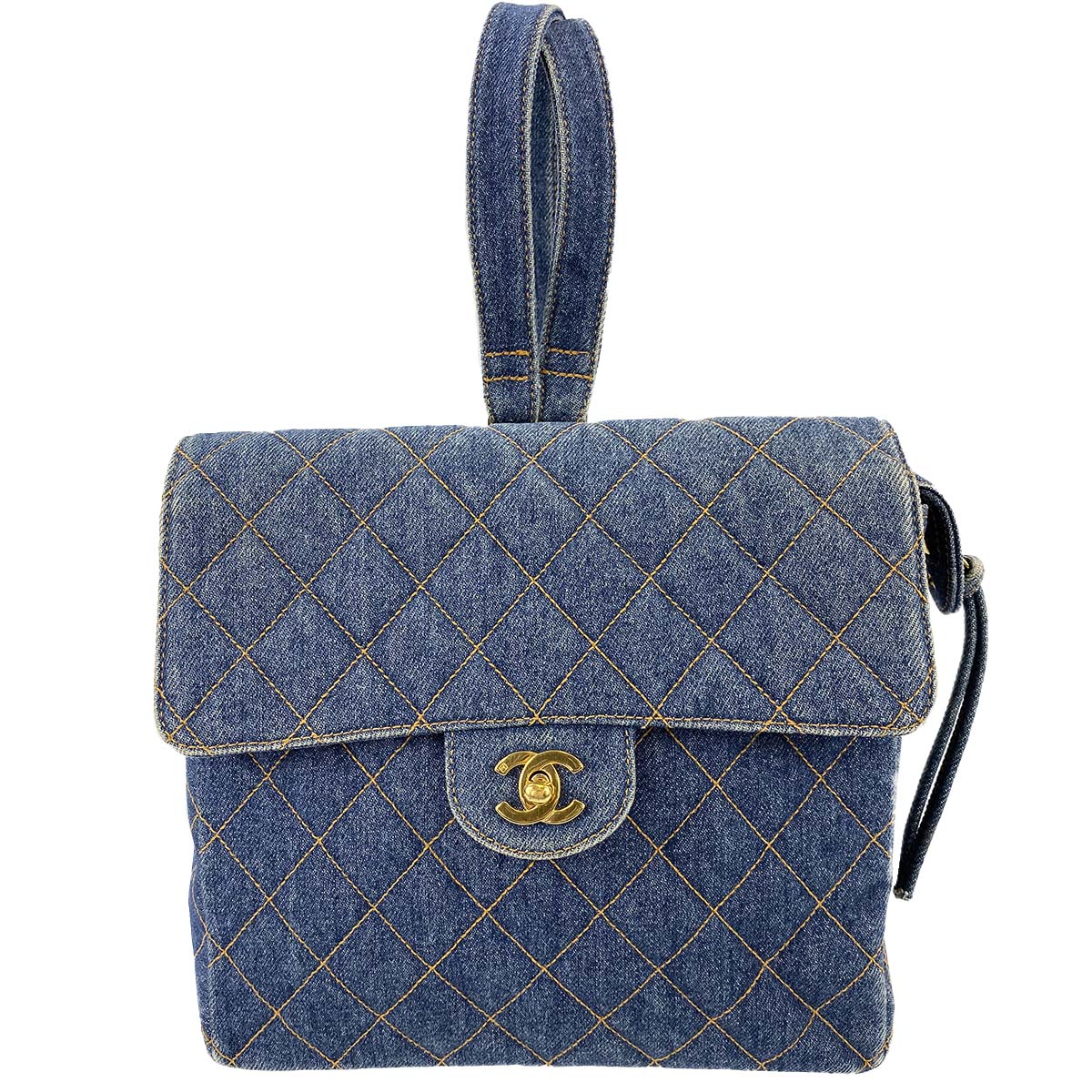 シャネル マトラッセ デニム レザー ブルー リュック