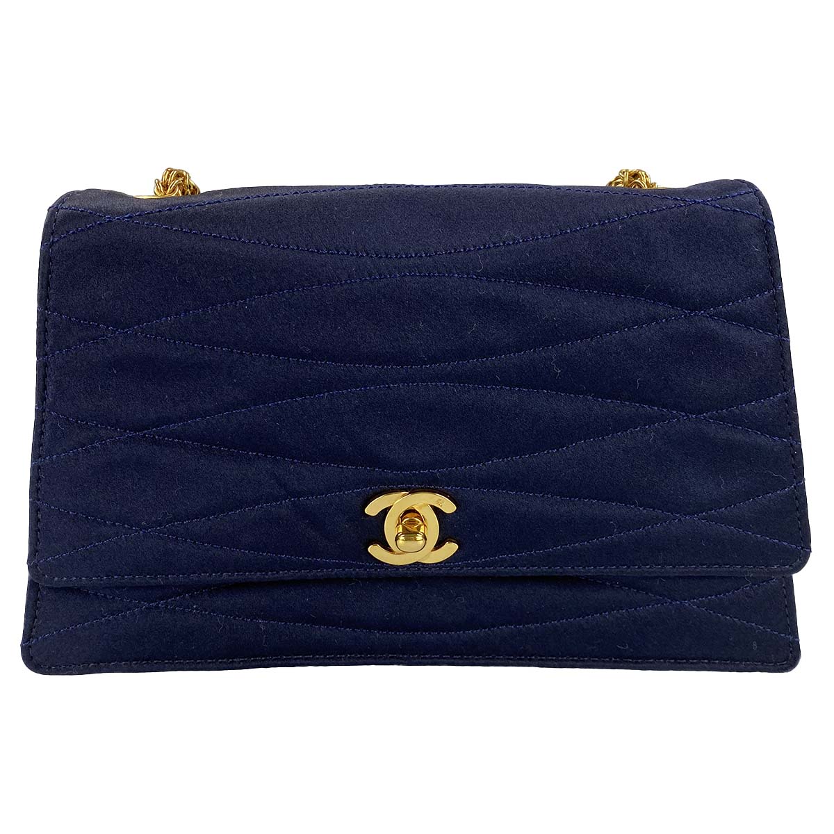 シャネル コットン ネイビー ショルダーバッグ