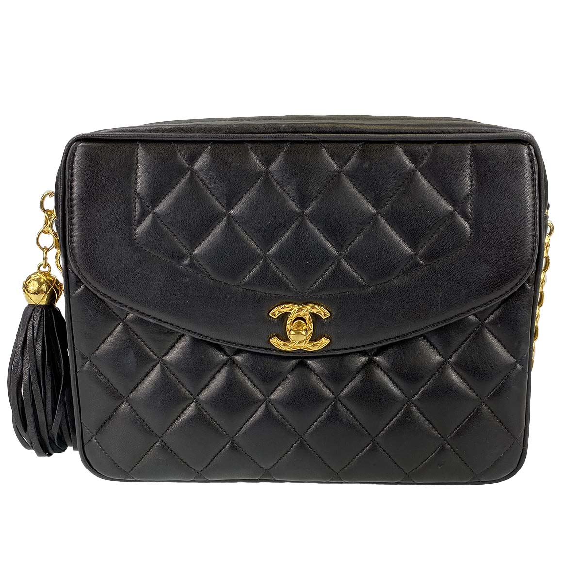 シャネル マトラッセ ラムスキン タッセル ブラック ショルダーバッグ