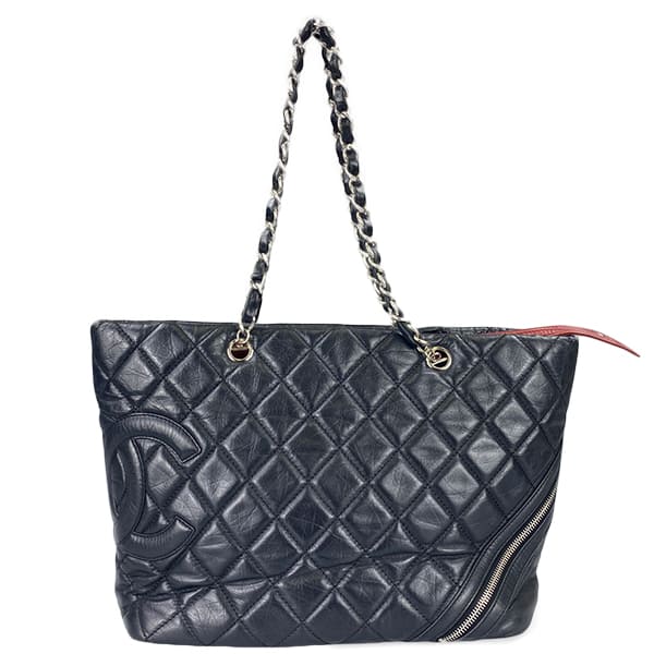 シャネル カンボンライン カーフスキン コットンクラブ ブラック トートバッグ