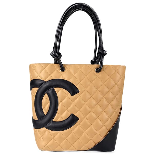 シャネル カンボンライン カーフスキン ベージュ ミディアム トートバッグ