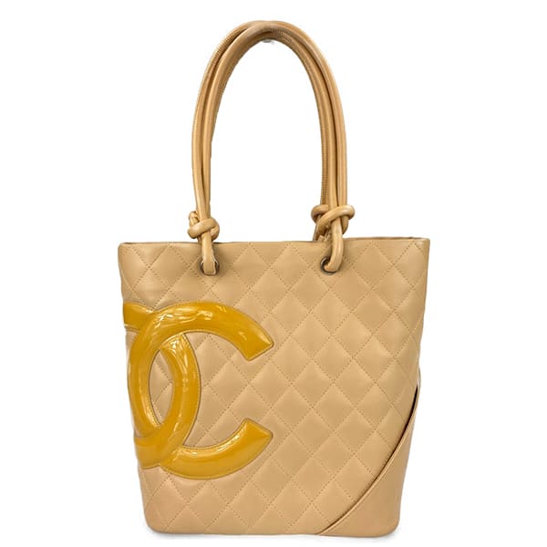 シャネル カンボンライン カーフスキン ベージュ ミディアム トートバッグ