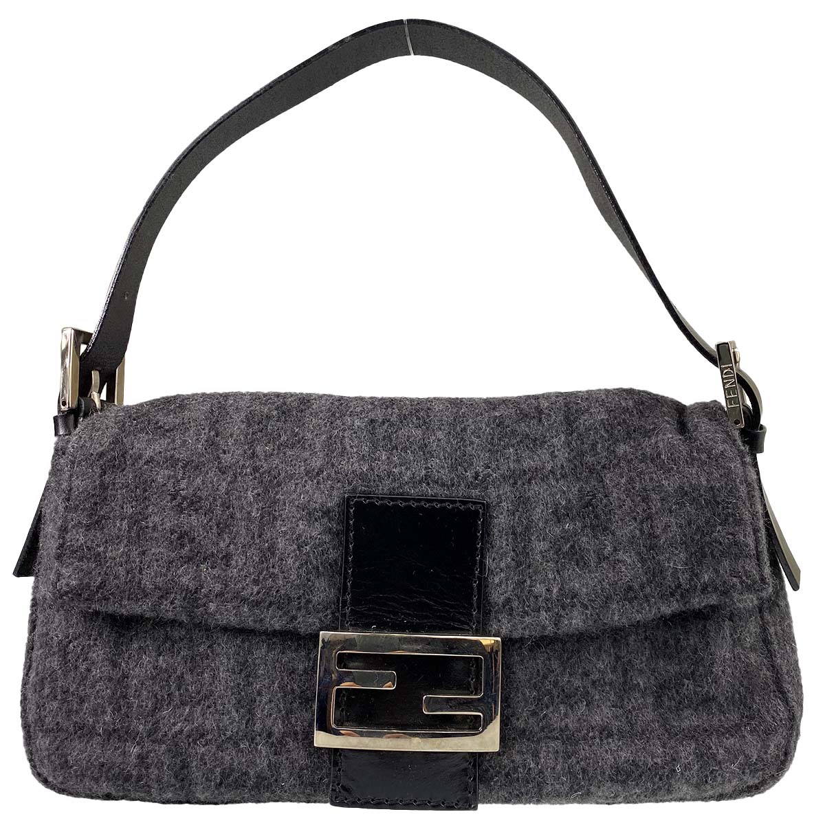 フェンディ マンマバゲット ズッカ ウール レザー ショルダーバッグ