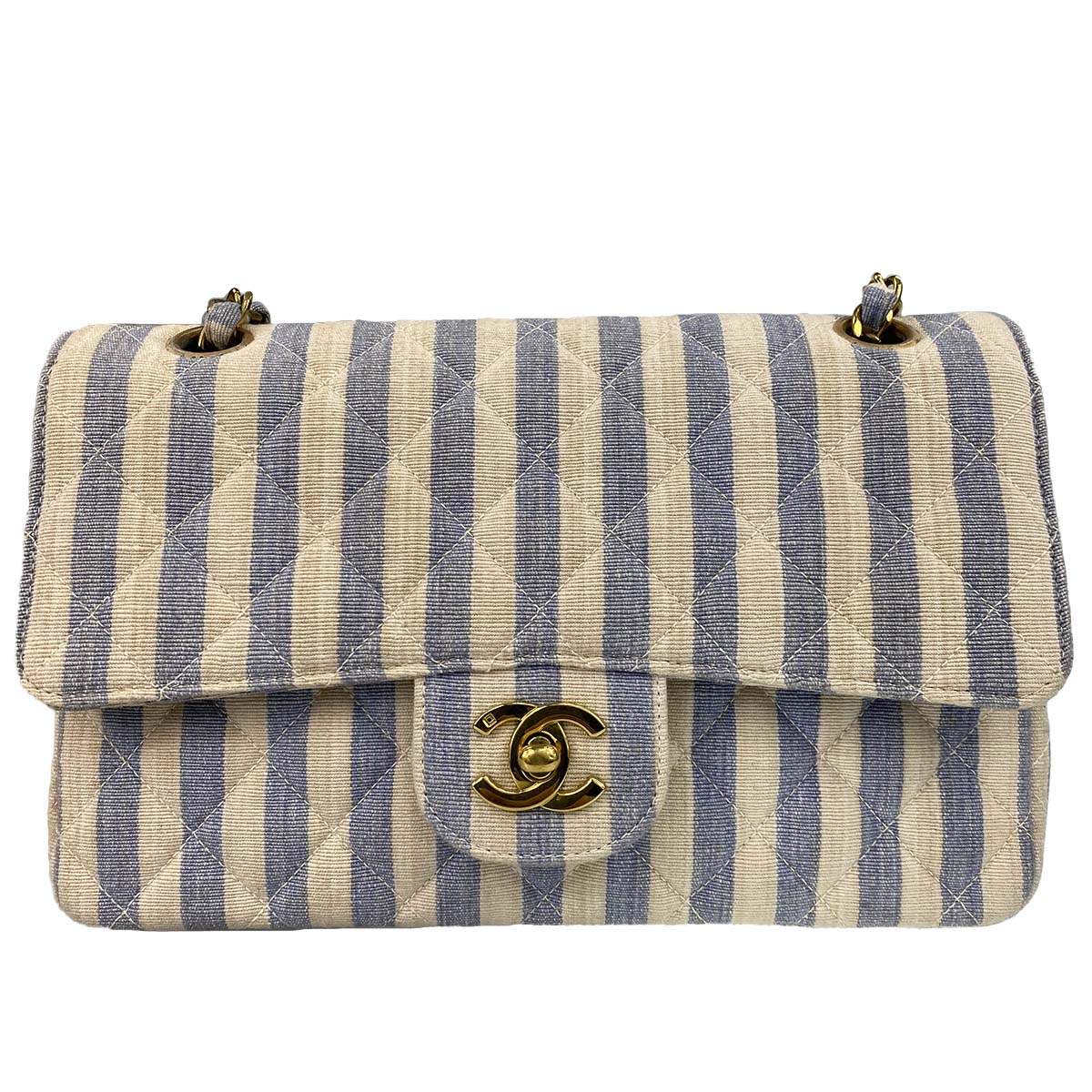 シャネル マトラッセ キャンバス 23㎝ ストライプ ショルダーバッグ