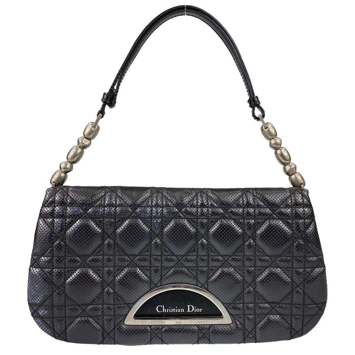 ディオール マリスパール カナージュ パンチングレザー ブラック ハンドバッグ