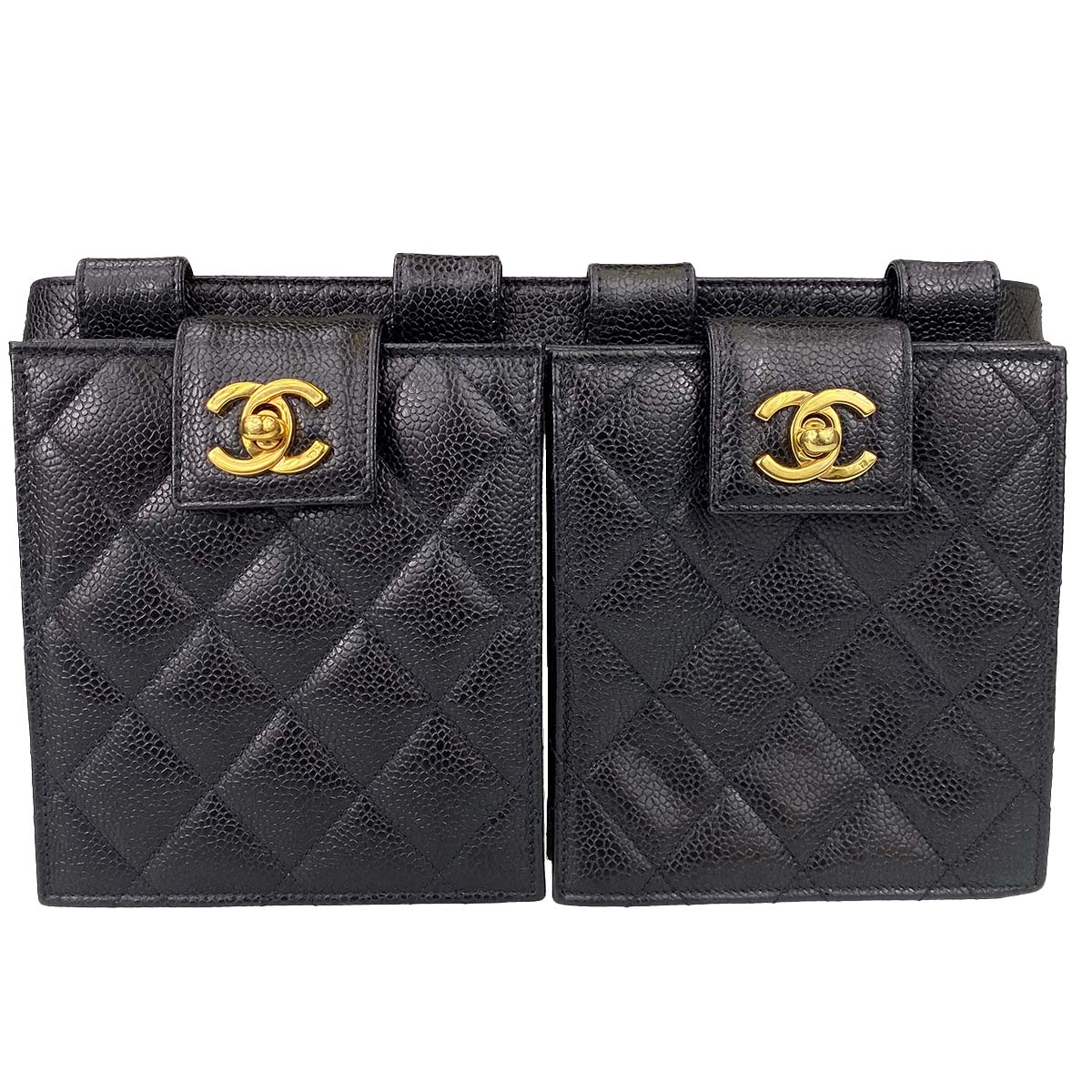 シャネル マトラッセ キャビアスキン ブラック ウエストバッグ