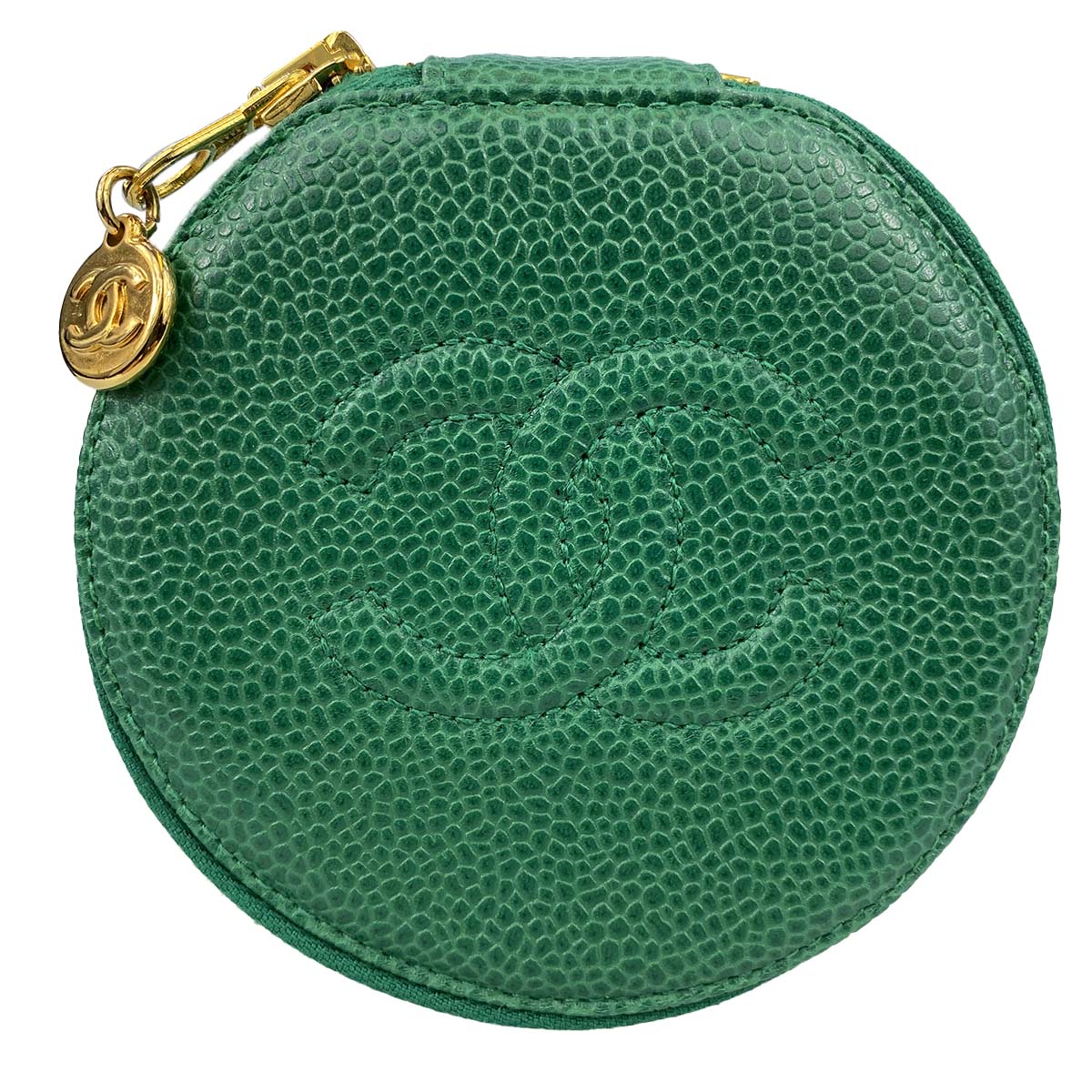 シャネル キャビアスキン CCロゴ グリーン ポーチ