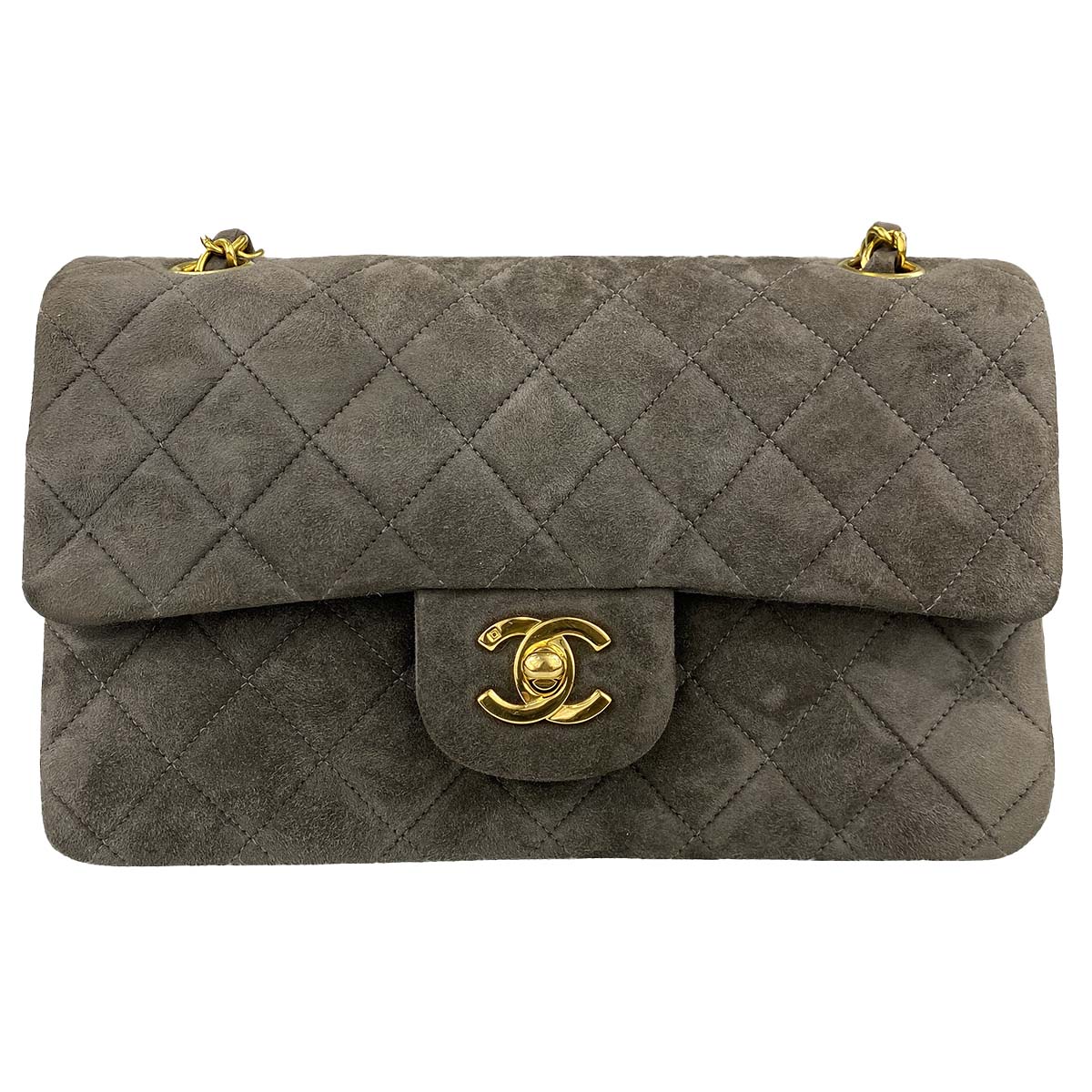 シャネル マトラッセ スエード 23㎝ Wフラップ ブラウン ショルダーバッグ