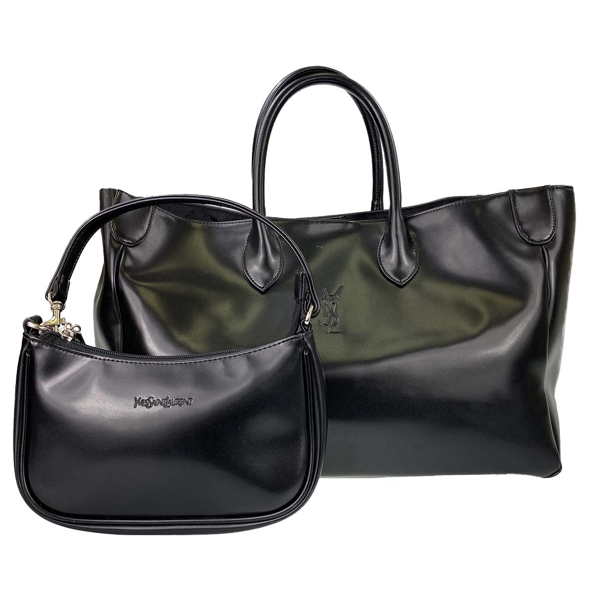 サンローラン パテント レザー ポーチ付きトートバッグ 