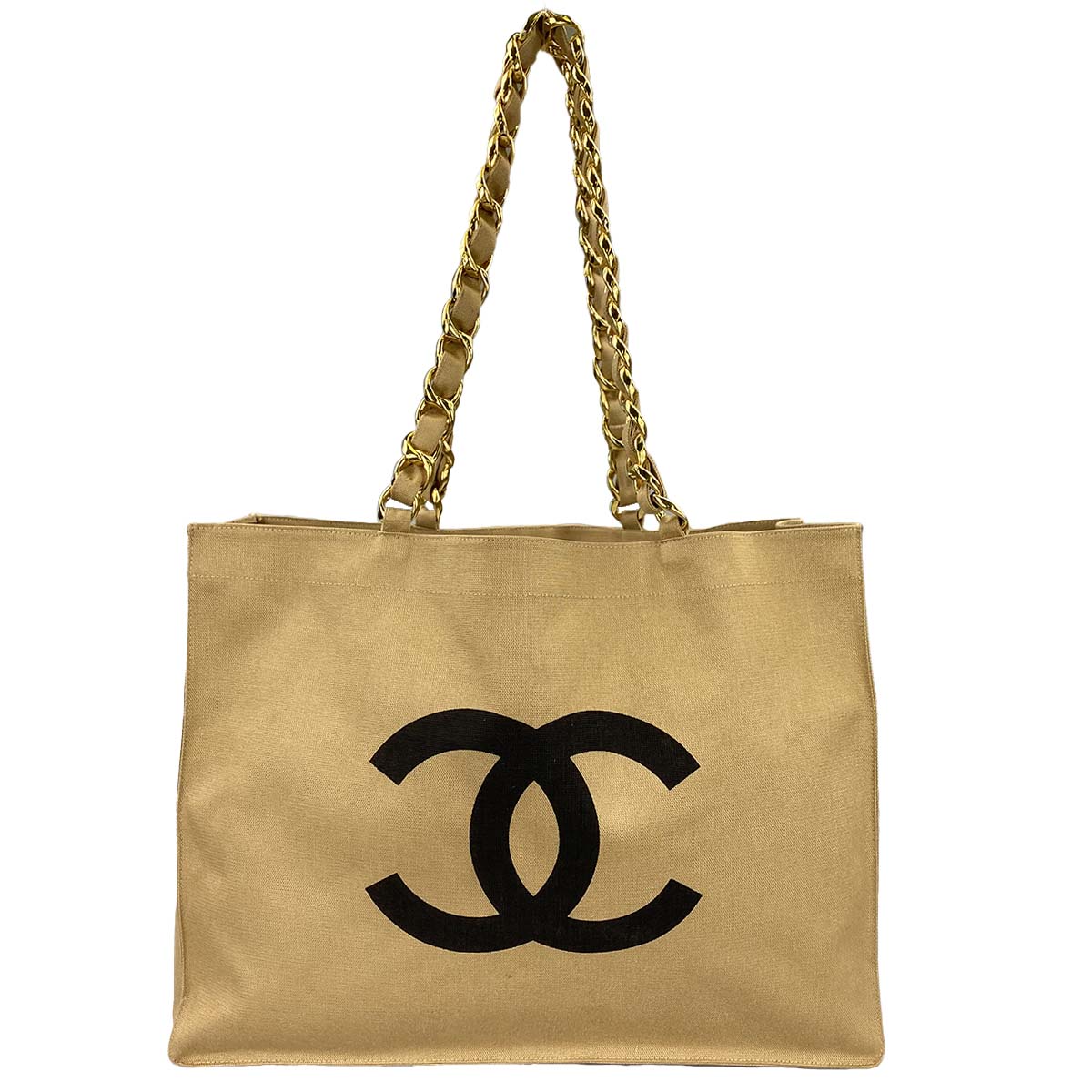 シャネル キャンバス CCロゴ ベージュ トートバッグ
