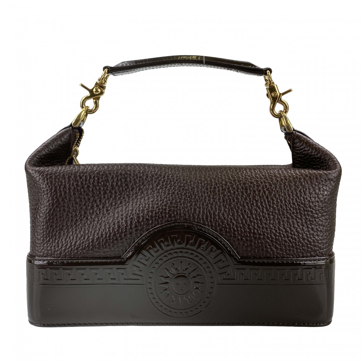 ジャンニ・ヴェルサーチェ パテント レザー ブラック ハンドバッグ