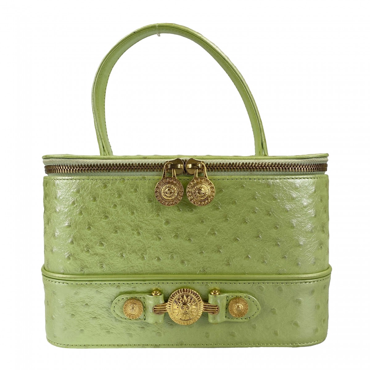 ジャンニ・ヴェルサーチェ オーストリッチ型押し バニティ ハンドバッグ