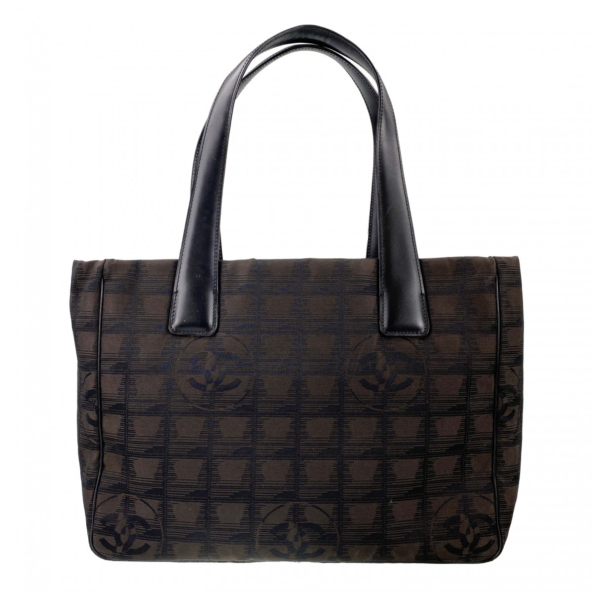 シャネル ニュートラベルライン ナイロンジャガード ブラウン トートバッグ