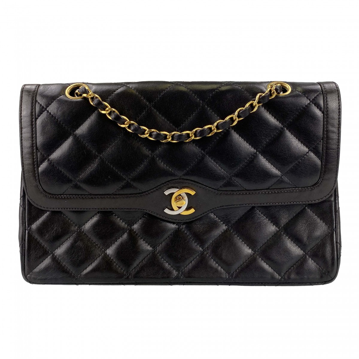 シャネル マトラッセ ラムスキン パリ限定 ブラック ショルダーバッグ