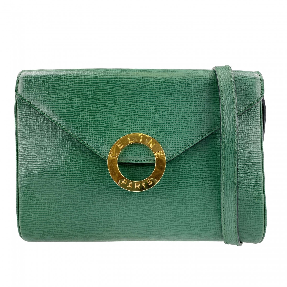 セリーヌ サークル ロゴ レザー グリーン ショルダーバッグ