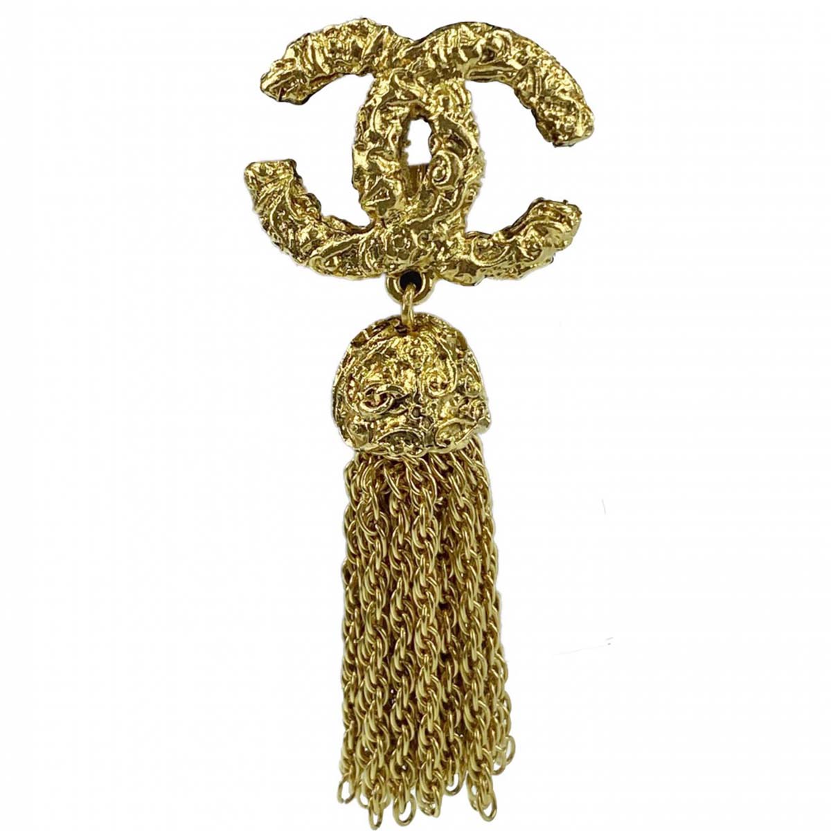 シャネル ゴールドメッキ CCロゴ タッセル ゴールド ブローチ