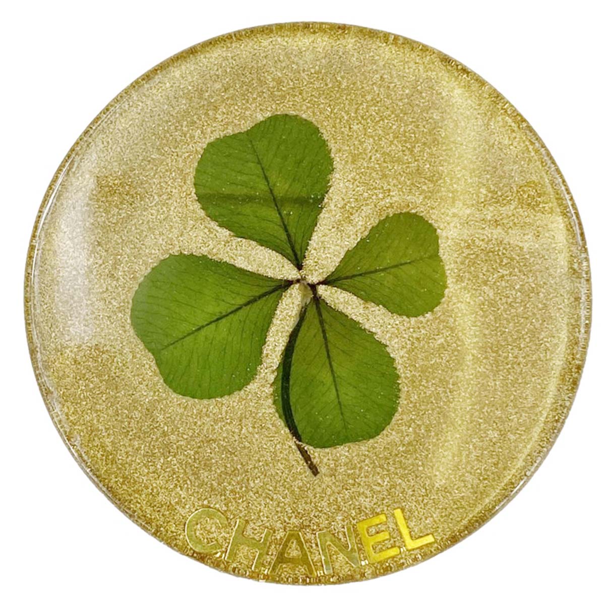 シャネル プラスティック クローバー ゴールド ブローチ