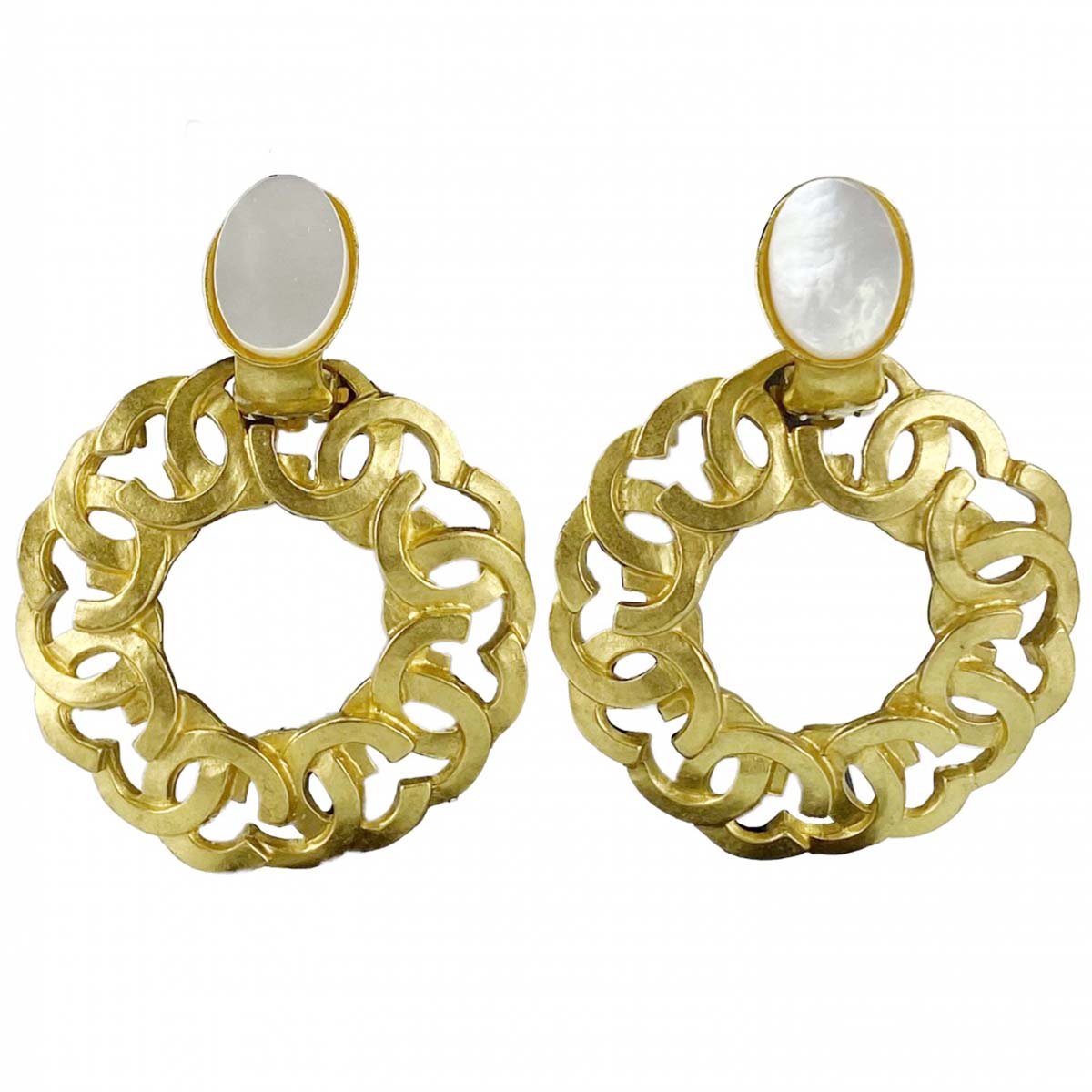 シャネル ゴールドメッキ CCロゴ フープ ゴールド イヤリング