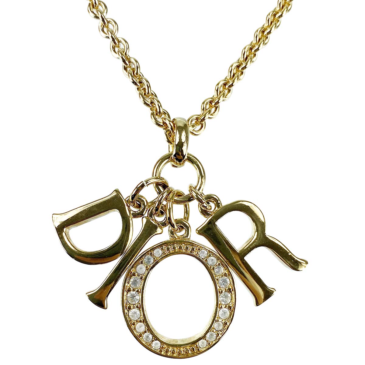 ディオール ロゴチャーム ラインスト―ン ネックレス