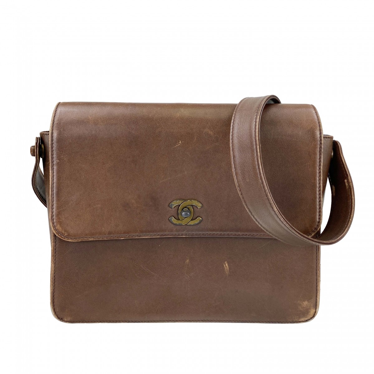 シャネル レザー ブラウン ショルダーバッグ