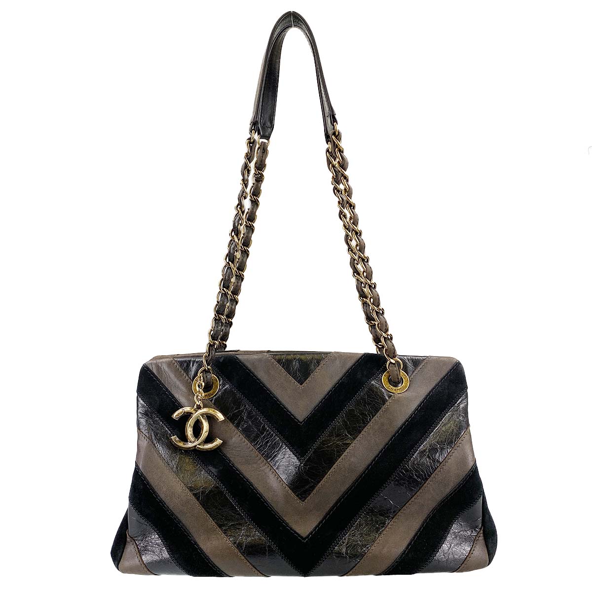 シャネル Vステッチ レザー ブラック トートバッグ