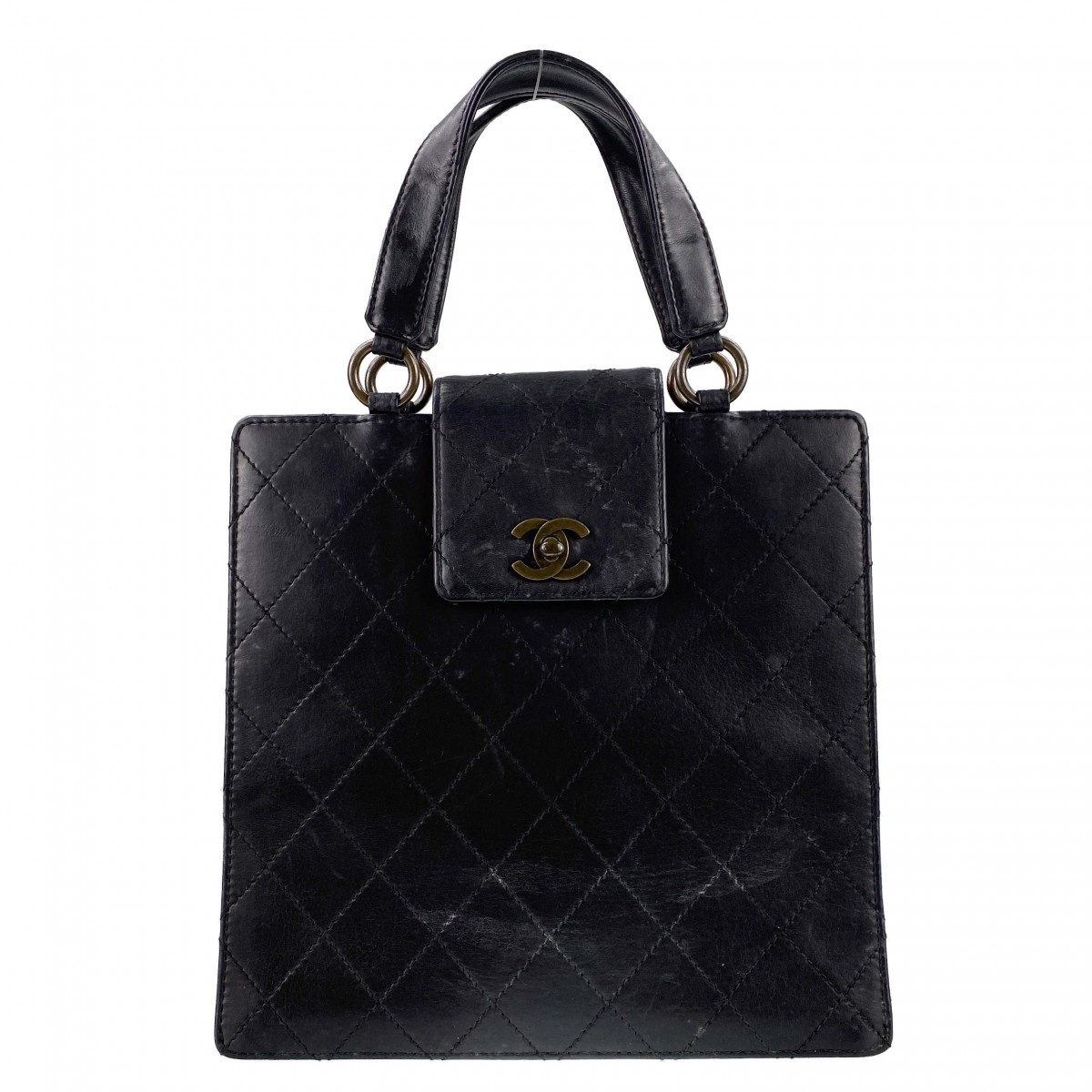 シャネル マトラッセ レザー ブラック トートバッグ