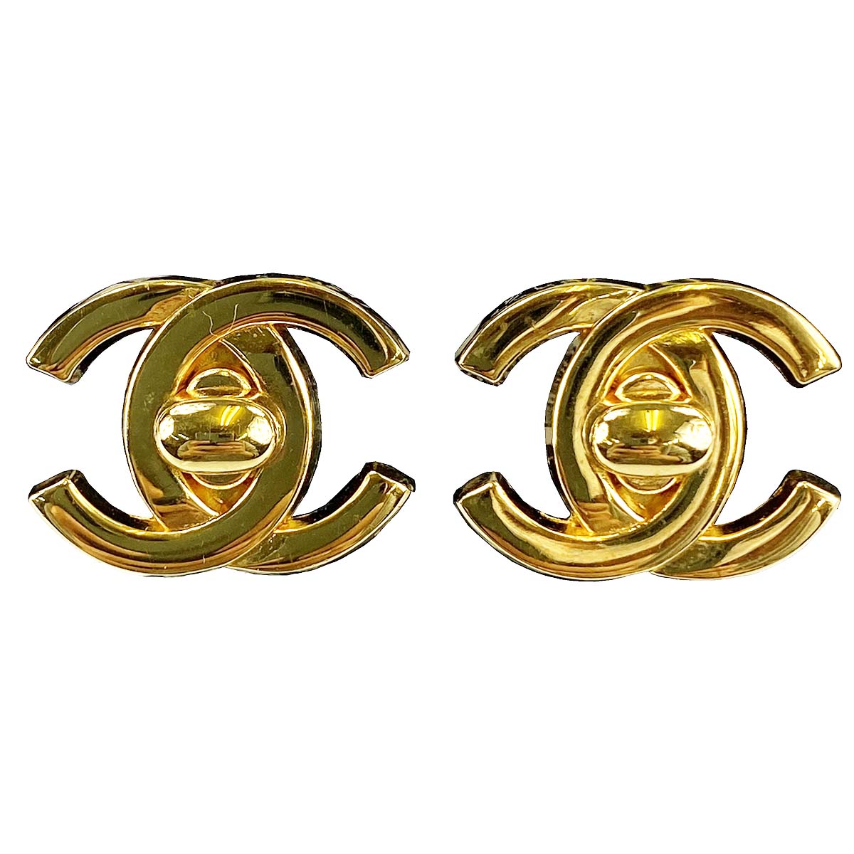 シャネル ゴールドメッキ CCロゴ ターンロック ゴールド イヤリング