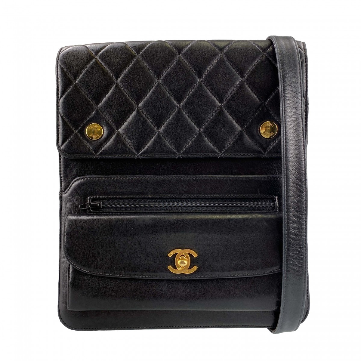 シャネル マトラッセ ラムスキン ブラック ショルダーバッグ