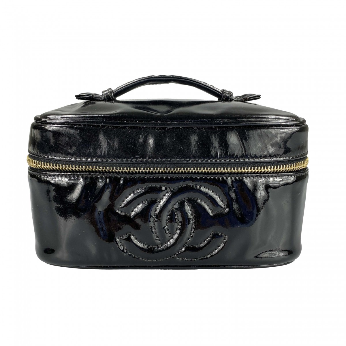 シャネル パテント ブラック バニティバッグ