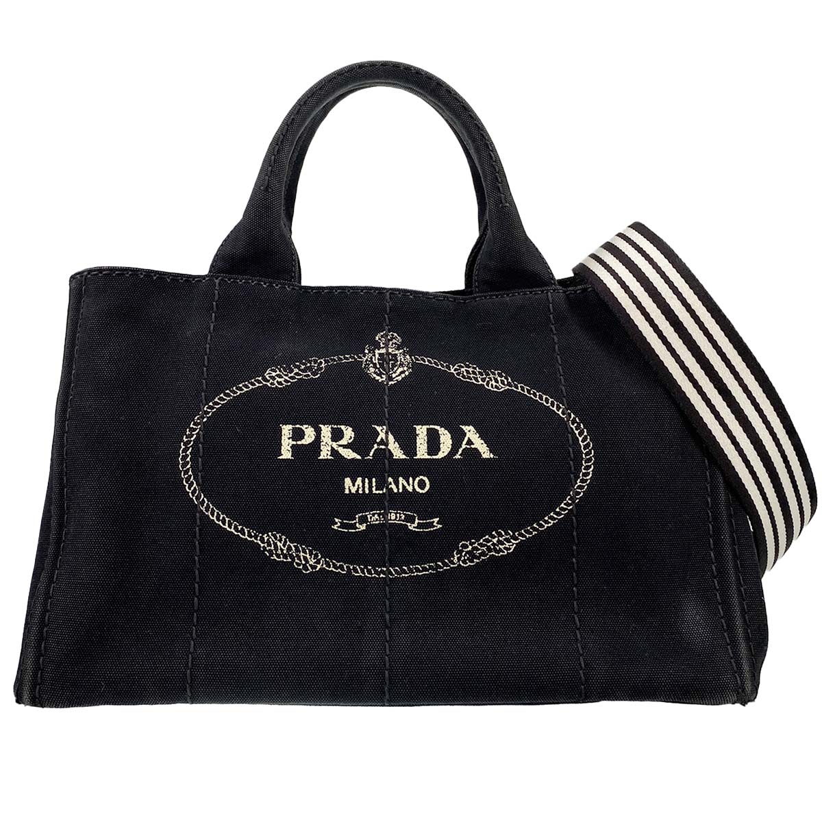 プラダ カナパ デニム ブラック 2WAY ハンドバッグ