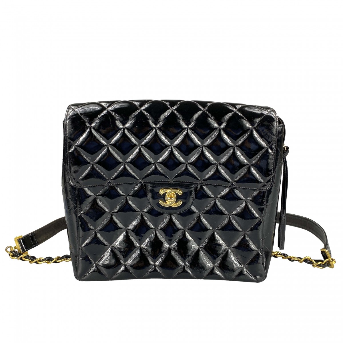 シャネル マトラッセ パテント ブラック リュック