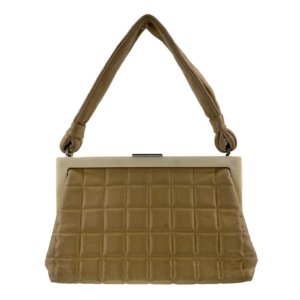 シャネル チョコバー ラムスキン イエロー ハンドバッグ