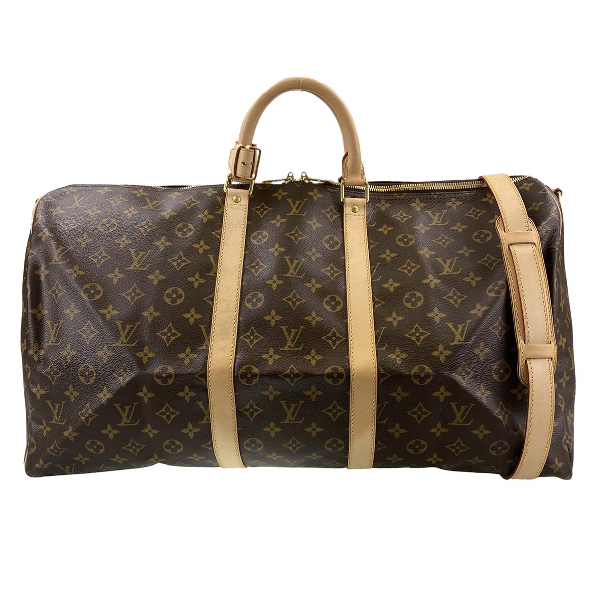 ルイ・ヴィトン モノグラム キーポル バンドリエール 55 ブラウン ボストンバッグ