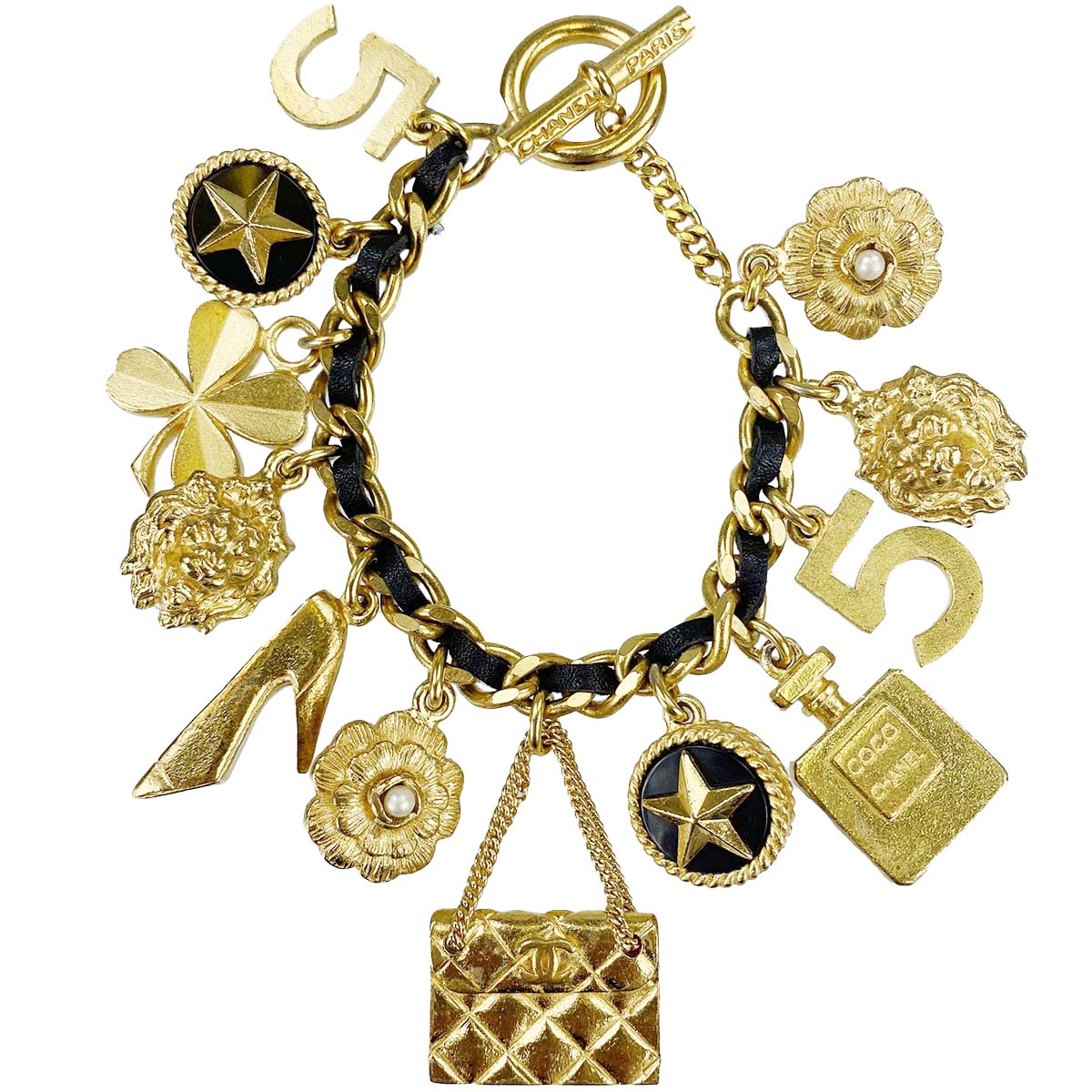 シャネル ゴールドメッキ アイコン チャームズ ゴールド ブレスレット