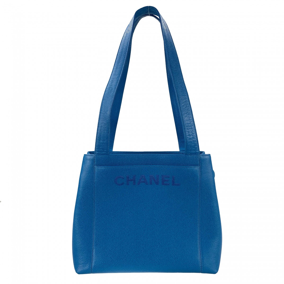 シャネル キャビアスキン ブルー トートバッグ