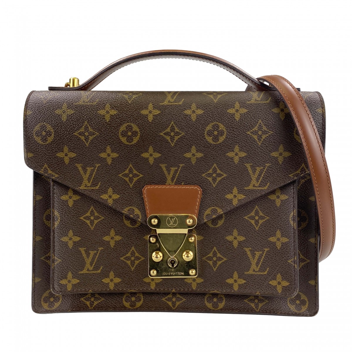 ルイ・ヴィトン モノグラム モンソー28 ブラウン 2WAY ハンドバッグ