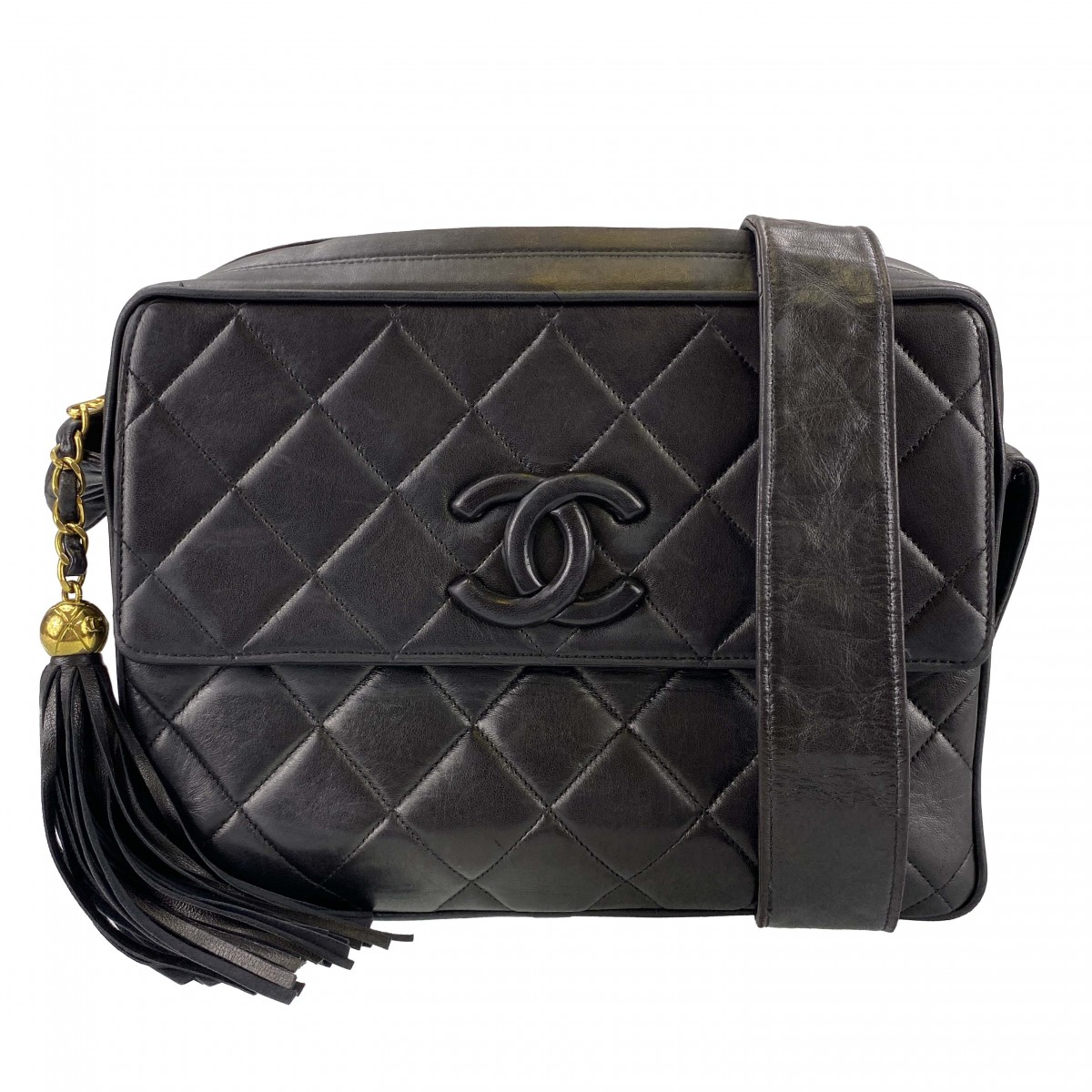 シャネル マトラッセ ラムスキン タッセル ブラック ショルダーバッグ