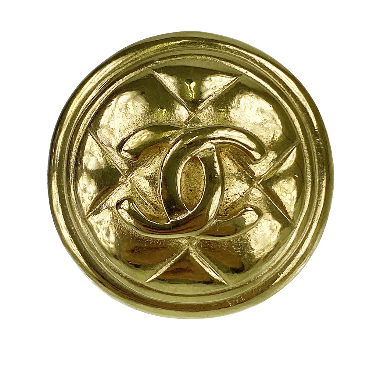 シャネル ゴールドメッキ CCロゴ マトラッセモチーフ ゴールド ブローチ