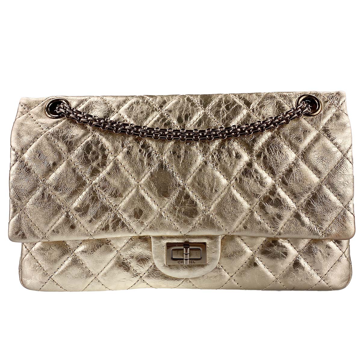 シャネル 2.55 カーフスキン ピンクゴールド ショルダーバッグ