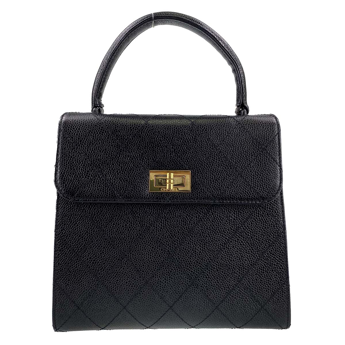 シャネル 2.55 キャビアスキン ブラック ハンドバッグ