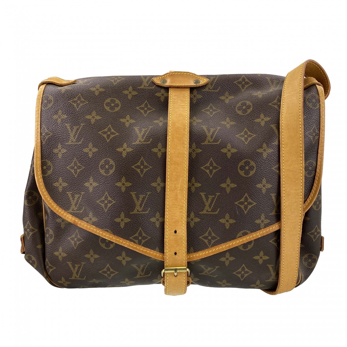 ルイ・ヴィトン モノグラム ソミュール35 ブラウン ショルダーバッグ