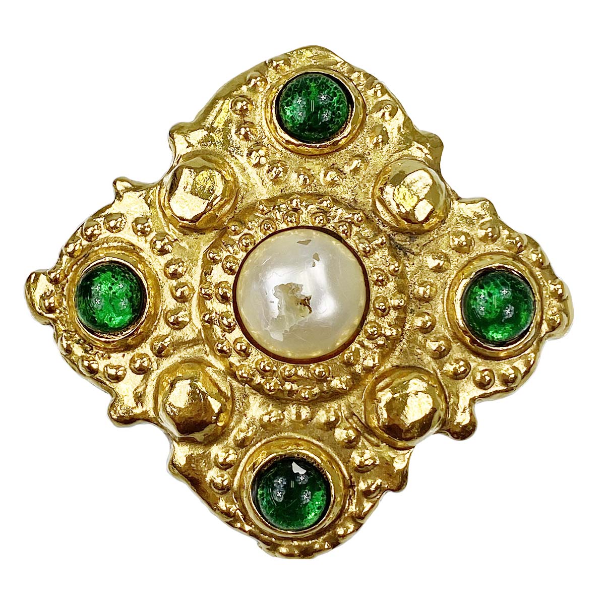 シャネル ゴールドメッキ カラーストーン ゴールド ブローチ