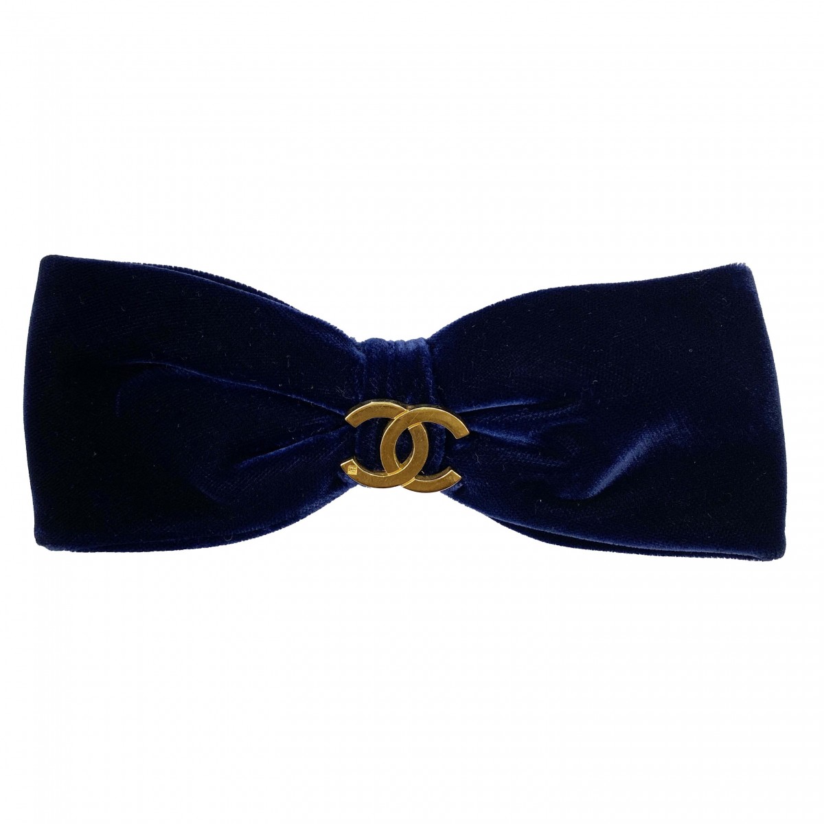 シャネル ベロア リボン ネイビー ヘアアクセサリー