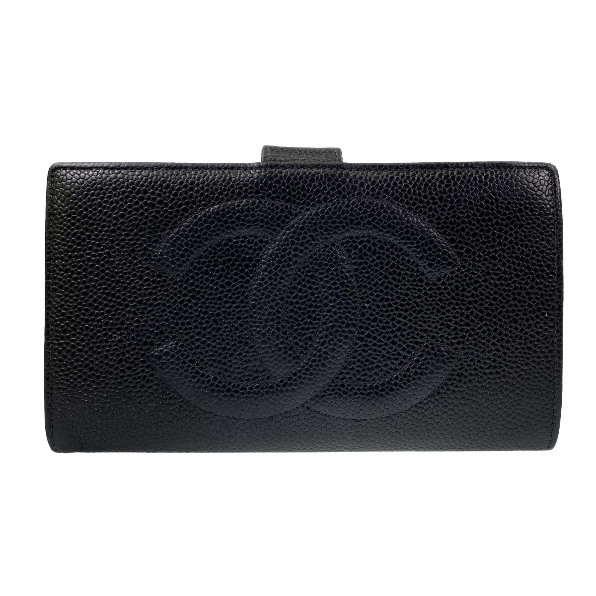 シャネル キャビアスキン CCロゴ ブラック 財布