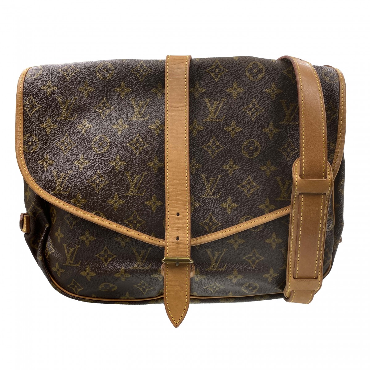 ルイ・ヴィトン モノグラム ソミュール35 ブラウン ショルダーバッグ