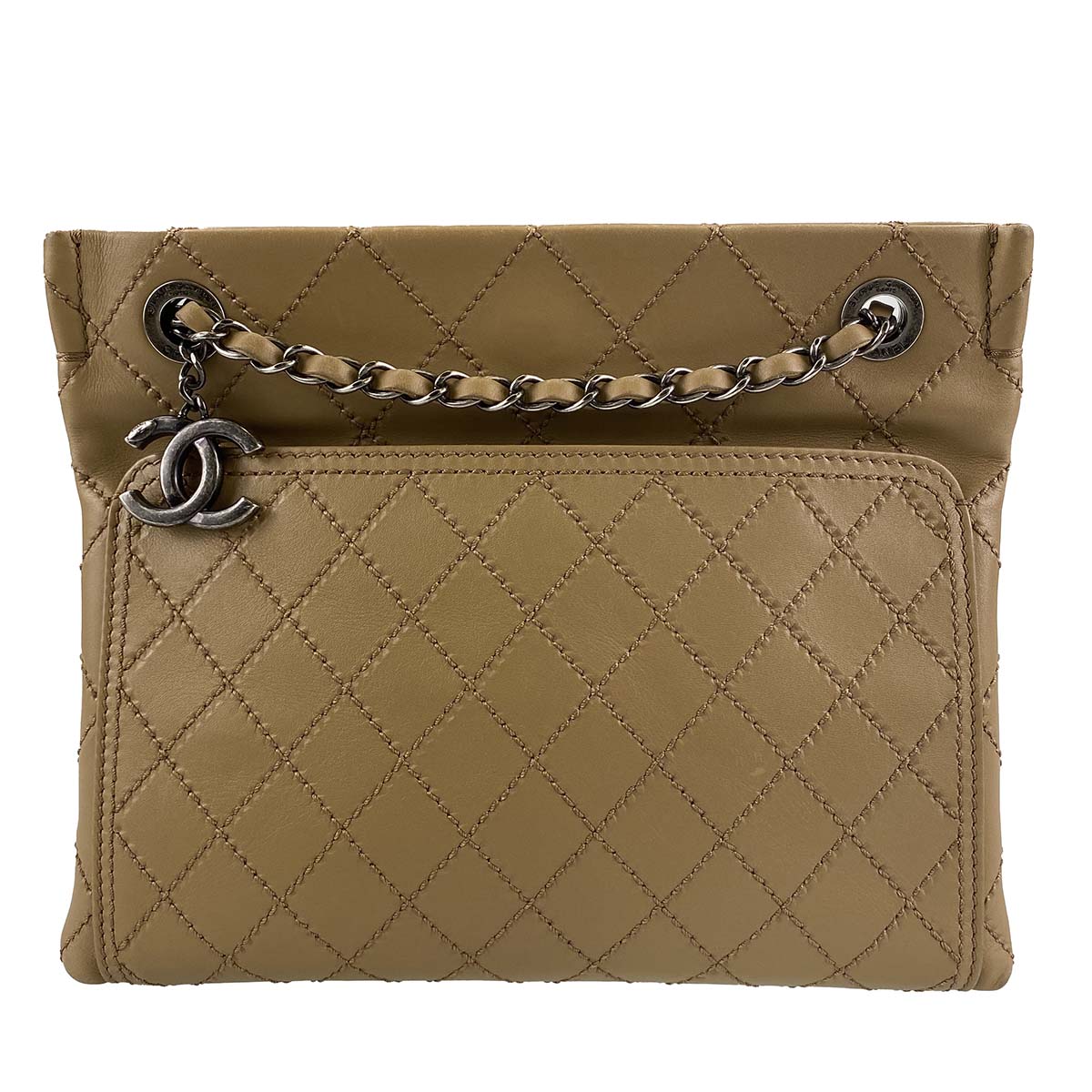 シャネル ワイルドステッチ カーフスキン ブラウン ショルダーバッグ