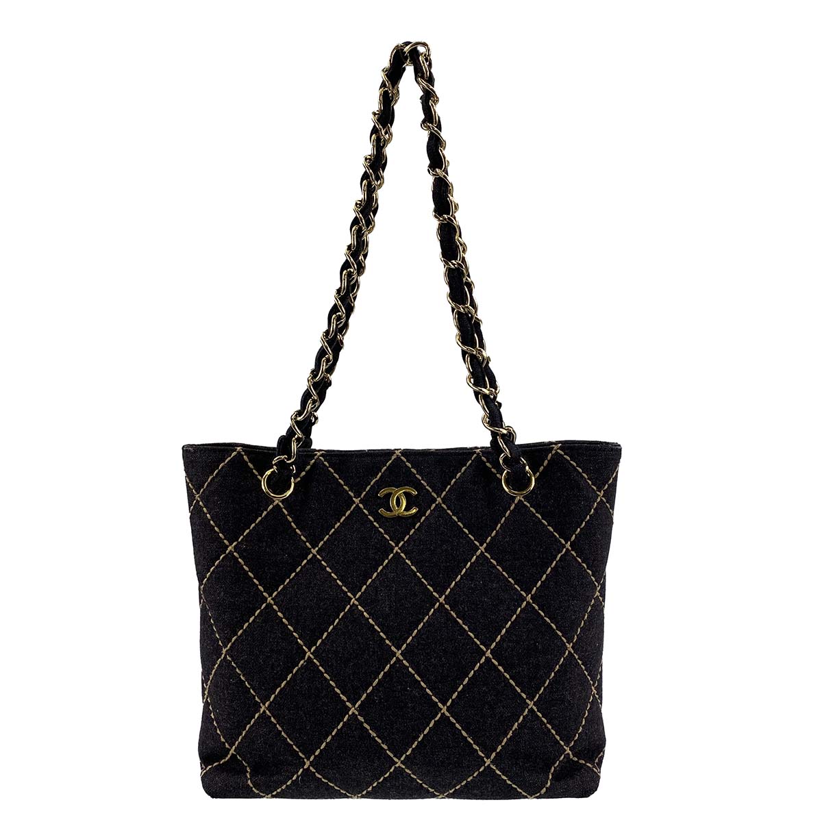 シャネル ワイルドステッチ スエード ブラック ショルダーバッグ