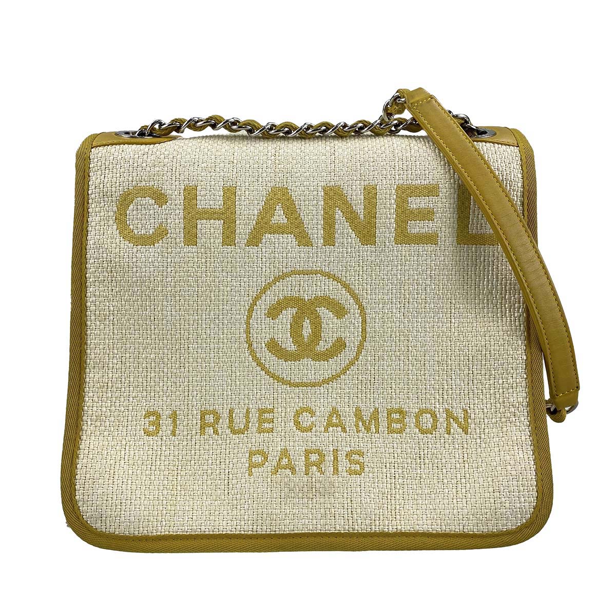 シャネル ドーヴィル キャンバス イエロー ショルダーバッグ